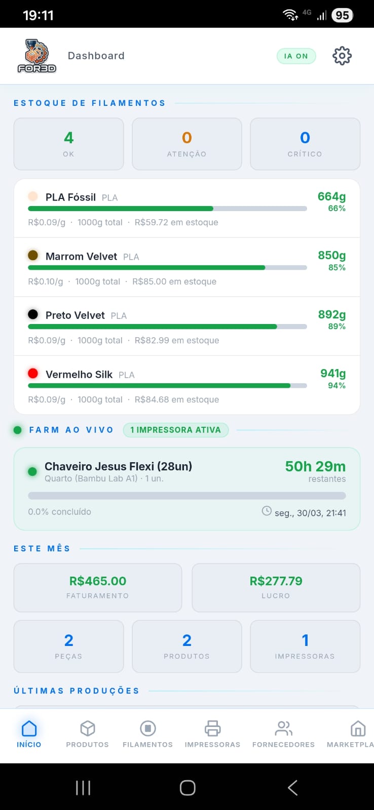 FOR3D App — Dashboard